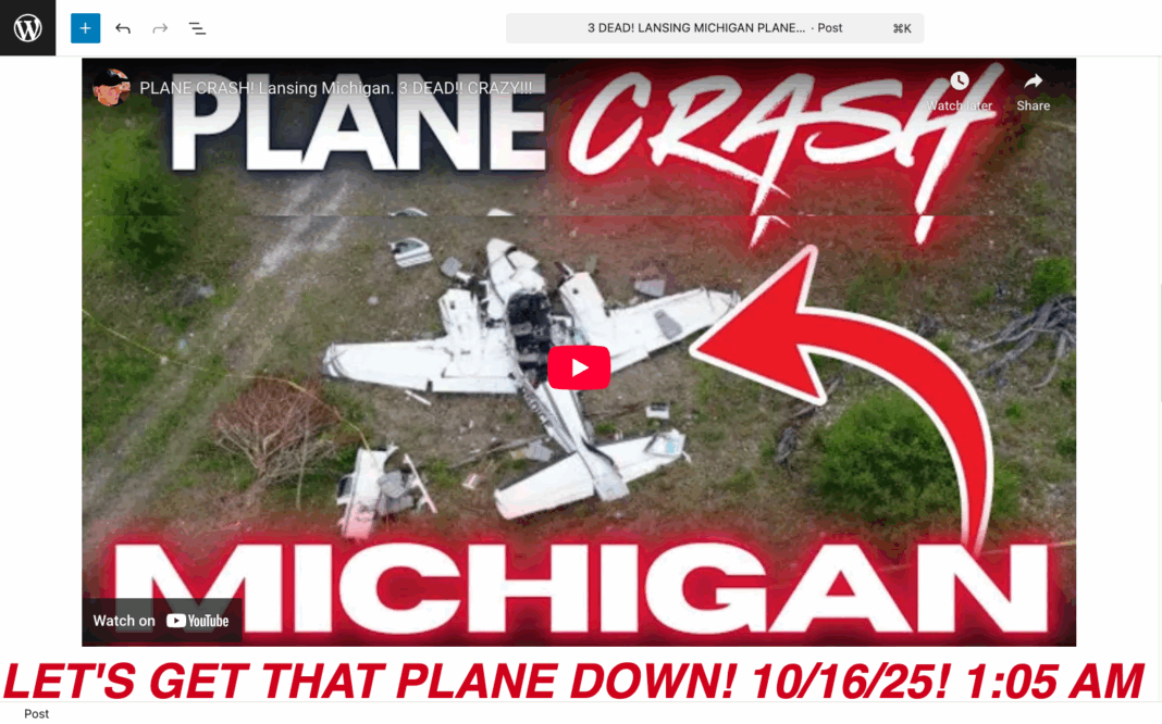 (3 DEAD)! LANSING MICHIGAN PLANE DOWN! 10-16-25! 1:05AM! THUS SAITH THE LORD! LET’S GET THAT PLANE DOWN! 10-16-25! 1:05AM! (PLANE CRASHED WITHIN 30 SECONDS FROM 14,000 FEET)! THREATENING NEWS STORY!